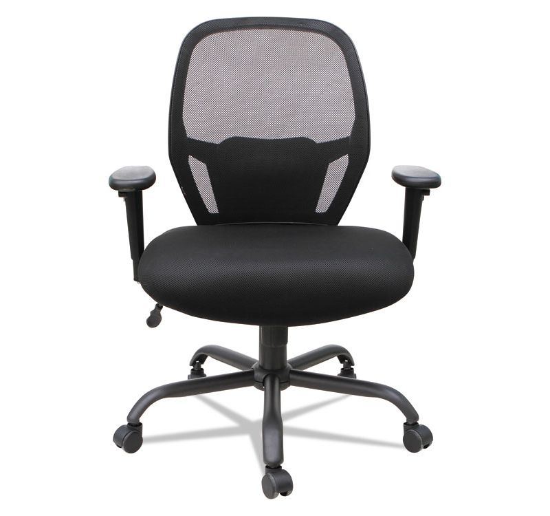 Mesh Sled Base Side Reception Chair with Flip Up Arms Black - Riverstone Furniture