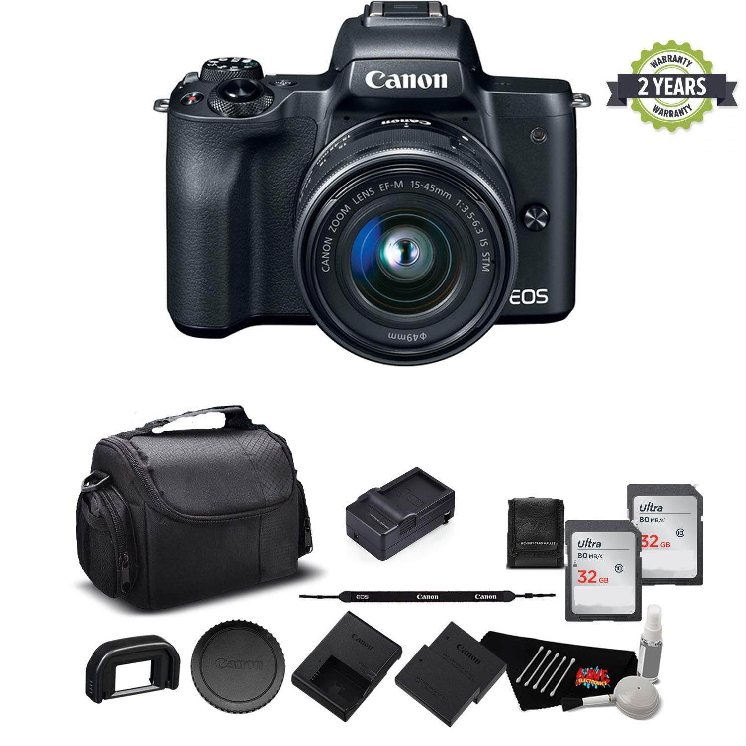 Canon EOS M50 Mirrorless Digital Camera with 15-45mm Lens and 4K Video Bundle - Intl Model w/ 2 Year Seller Warranty