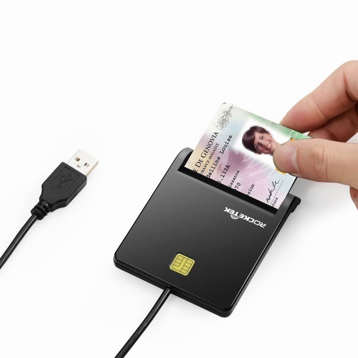 Rocketek DOD Military USB Smart Card Reader / CAC Common Access Card Reader Writer / RT-SCR1