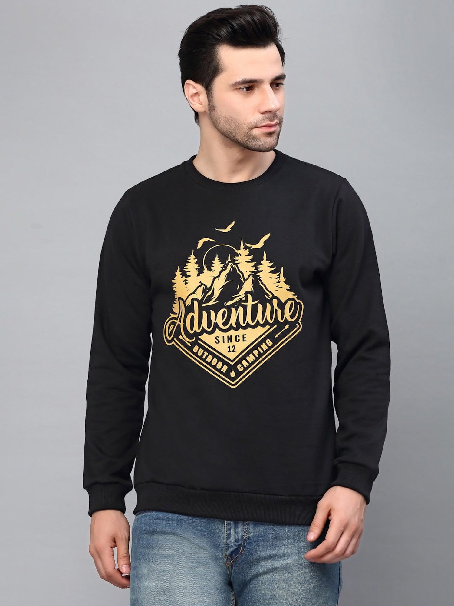 Forca Black Regular Fit Printed Sweatshirt