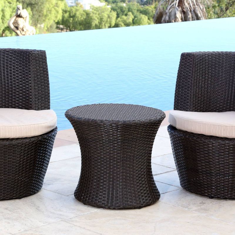 Newport Outdoor Wicker End Table - Espresso - Abbyson Living