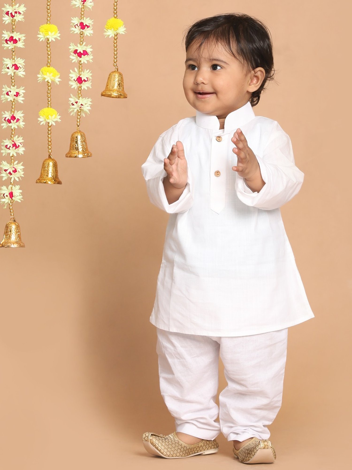VASTRAMAY SISHU White Cotton Regular Fit Kurta Set