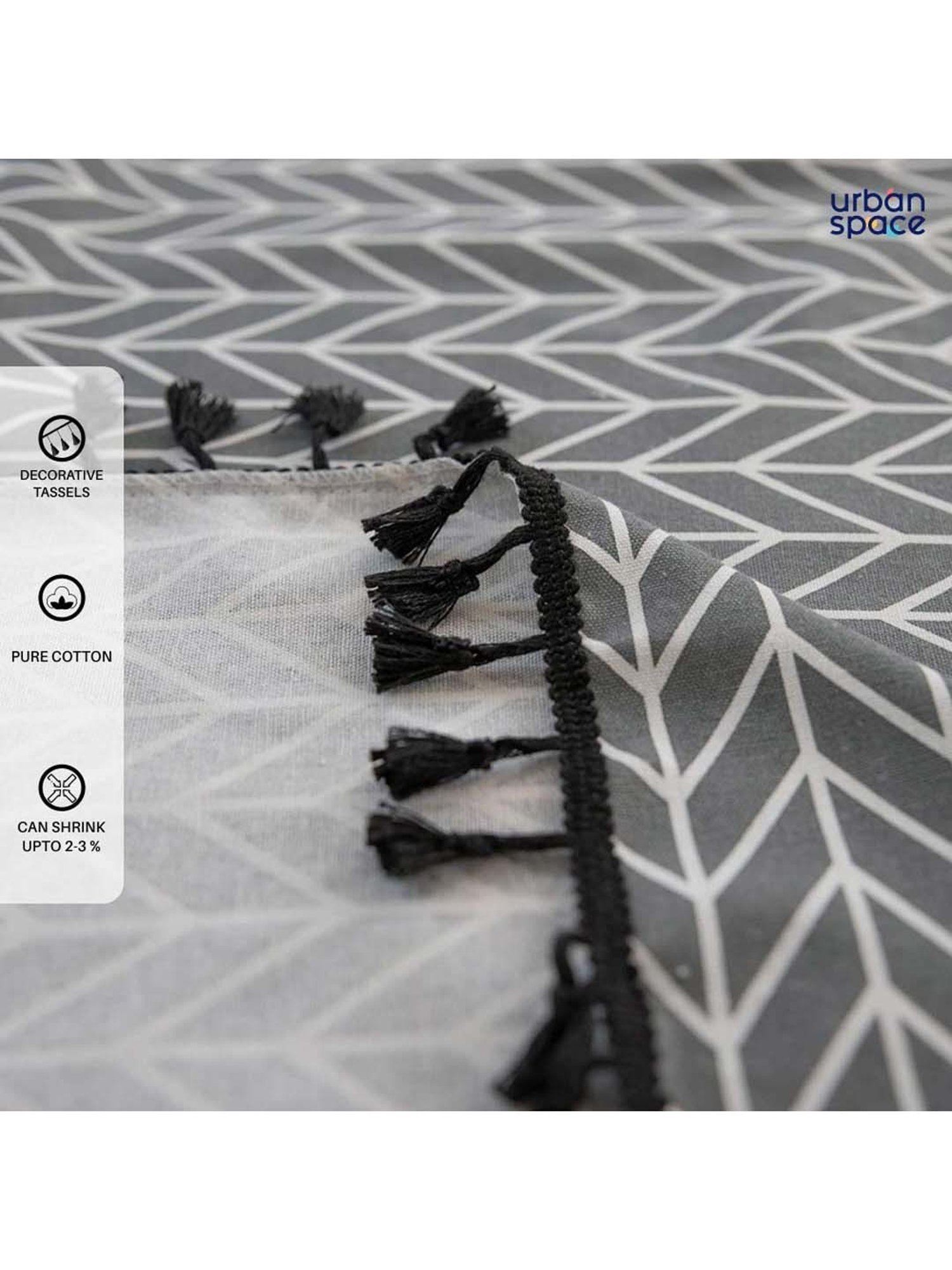 Urban Space Grey Cotton Door Curtain With Tieback & Eyelet