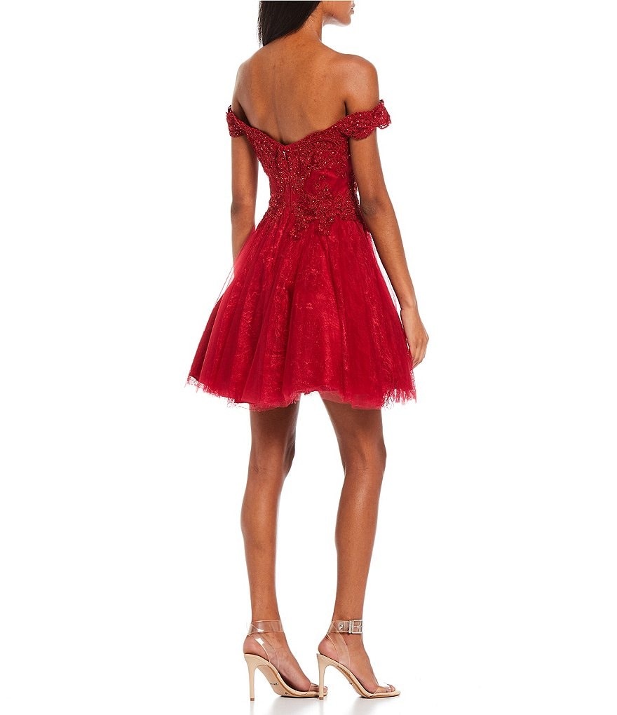 Coya Collection Off-The-Shoulder Embroidered Fit-And-Flare Dress