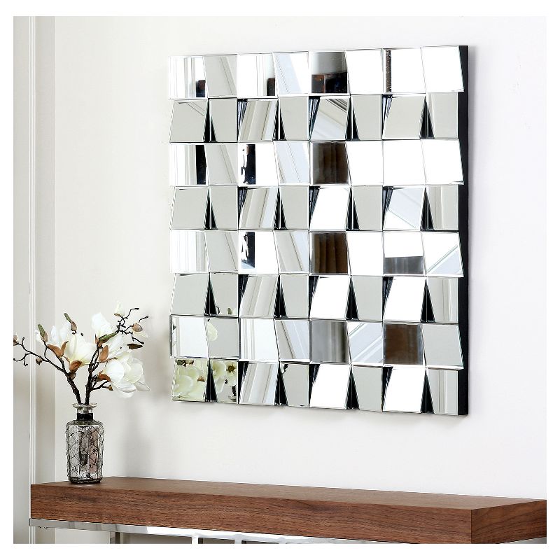 Audrina Square Decorative Wall Mirror Silver - Abbyson Living