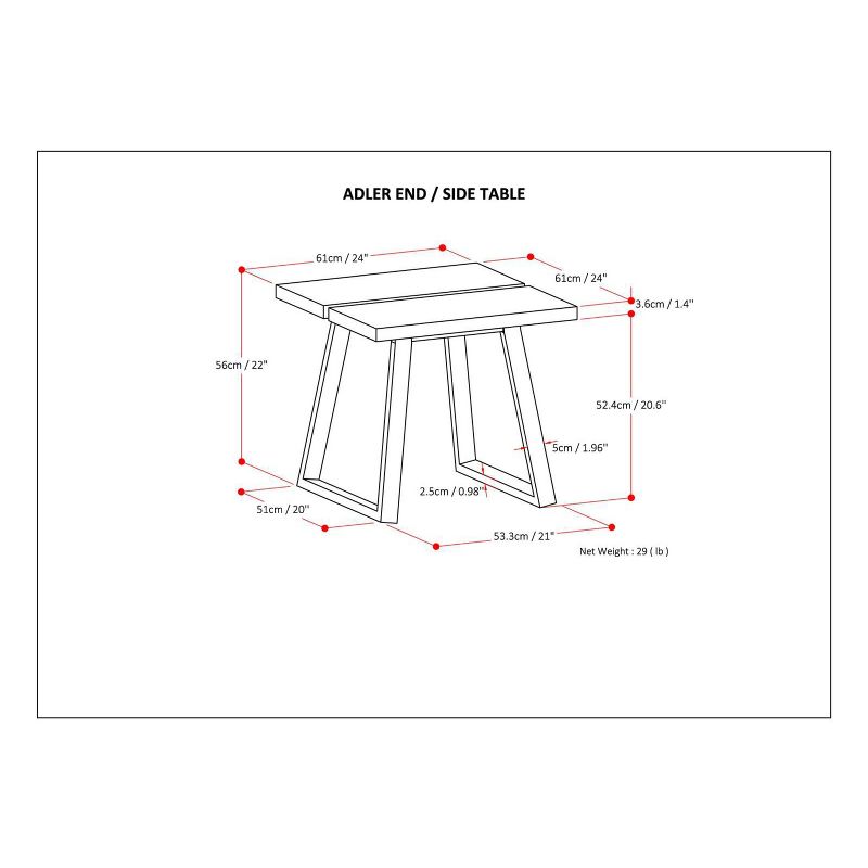 24" Tyson Solid Wood End Table Light Walnut Brown - WyndenHall