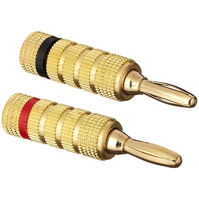 10 Pairs of Gold Plated Speaker Banana Plugs, Closed Screw Type &  Basics SW100ft 16-Gauge Speaker Wire - 100 Feet