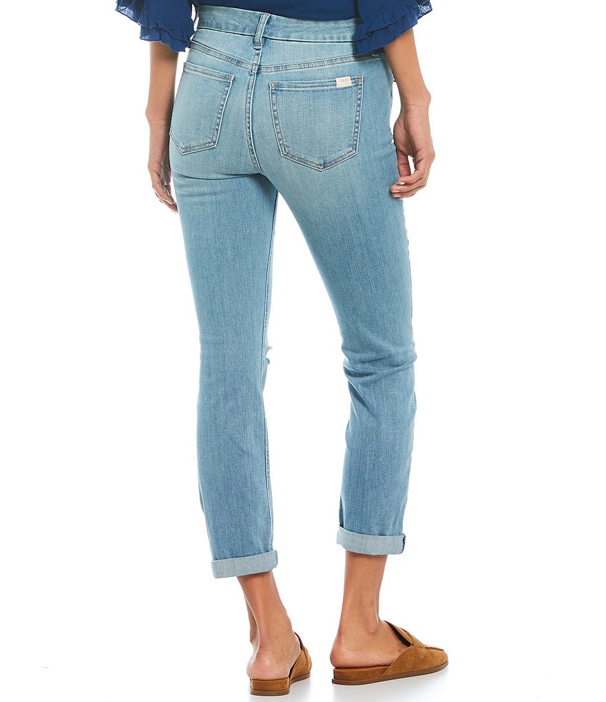 JEN7 by 7 for All Mankind Destruction Detail Roll Up Hem Slim Boyfriend Jeans