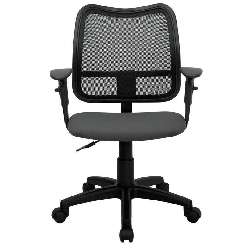 Mid-Back Gray Mesh Swivel Task Chair with Adjustable Arms