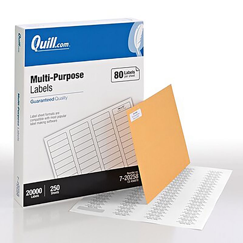 Quill Brand Laser/Inkjet Labels, 1/2" x 1-3/4", WE, 80 Labels/Sheet 720258
