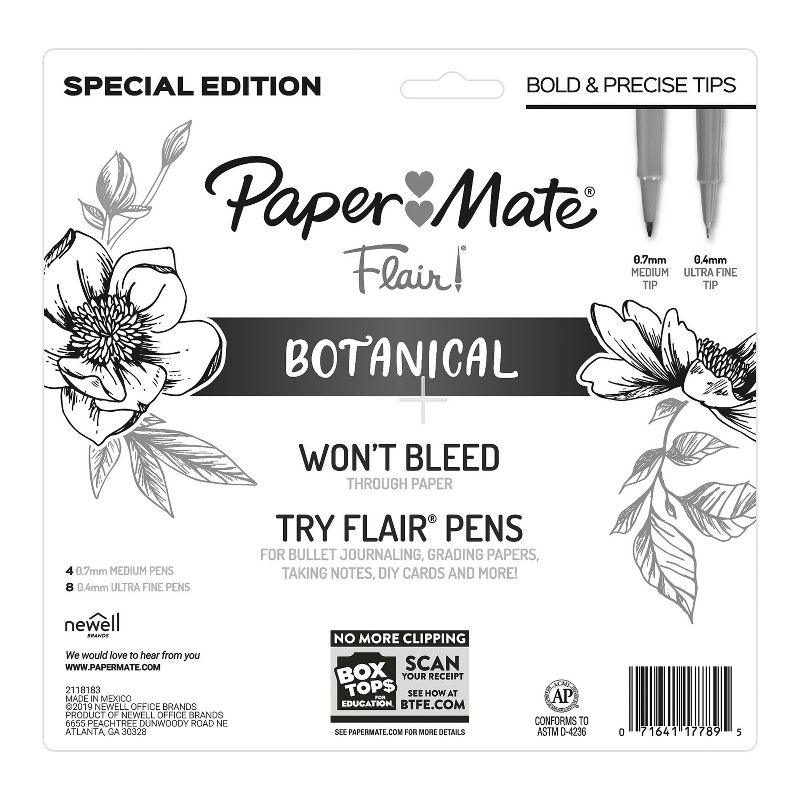 Paper Mate 12pk Marker Pens Flair Mixed Tip Multicolor