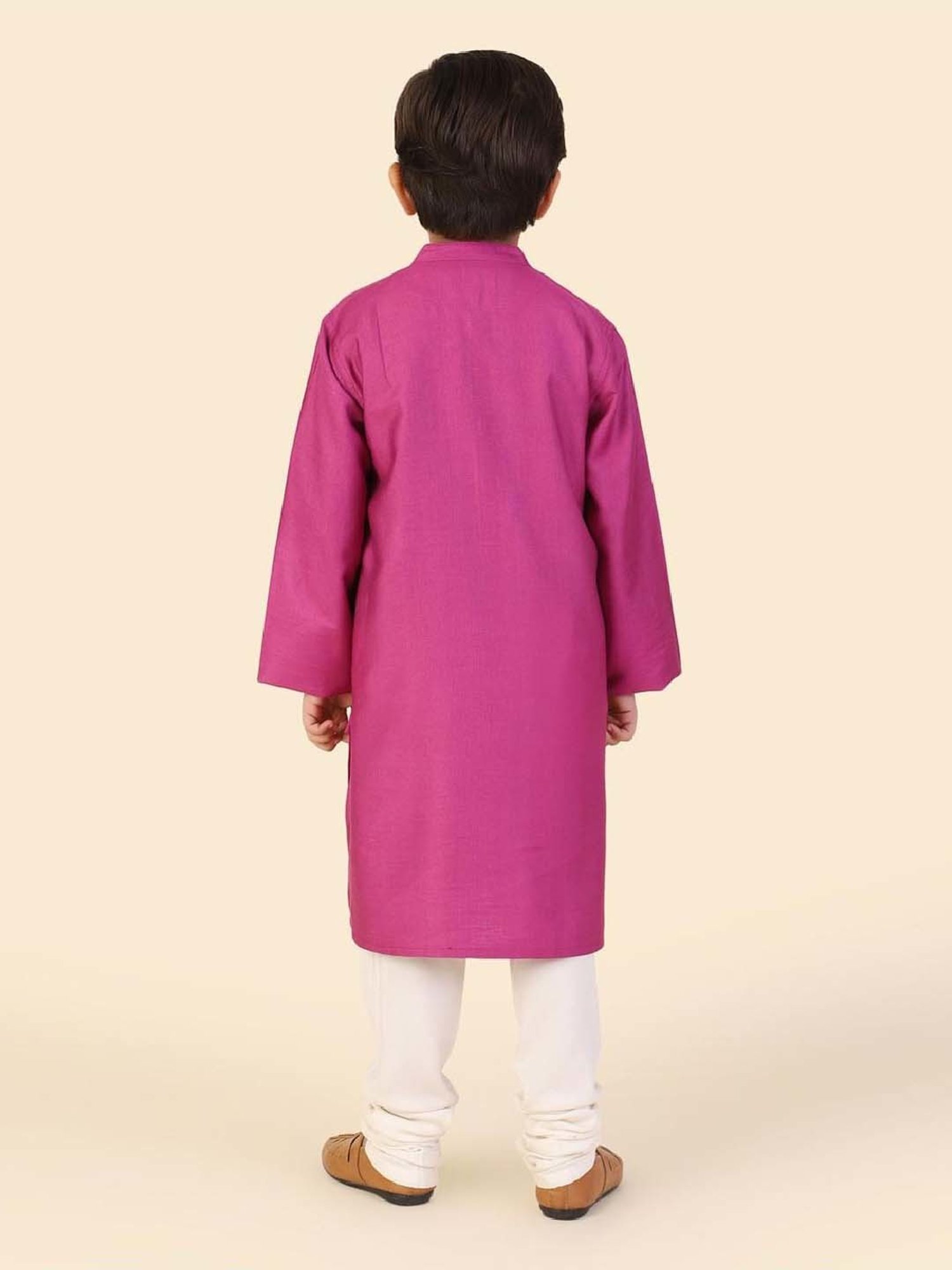 Fabindia Kids Magenta Embroidery Full Sleeves Kurta