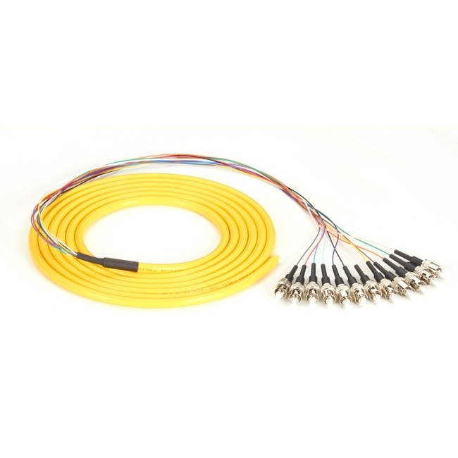 Black Box 9.6ft OS2 9-Micron Single-Mode Fiber Optic Pigtail 12 Strand Yellow