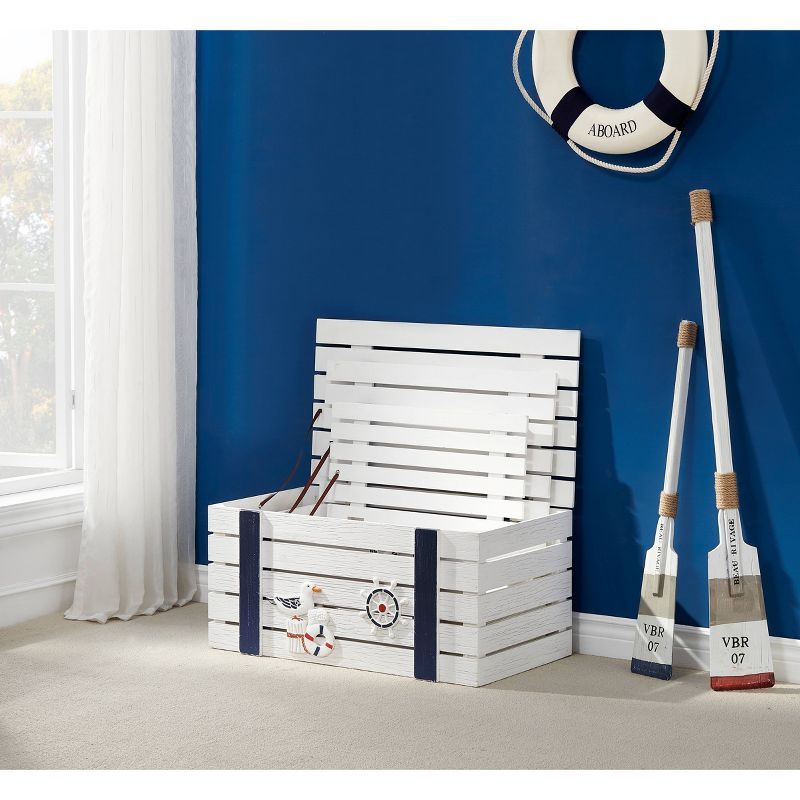 Set of 3 Roanne Nesting Trunks White - Treasure Trove Accents