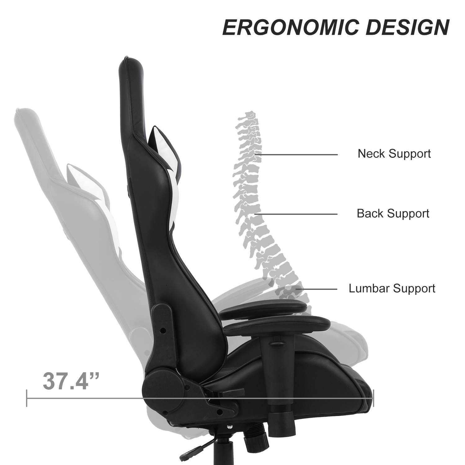 Gaming Chair Racing Video Game Chairs High Back Ergonomic Office Computer Desk Chair with Headrest