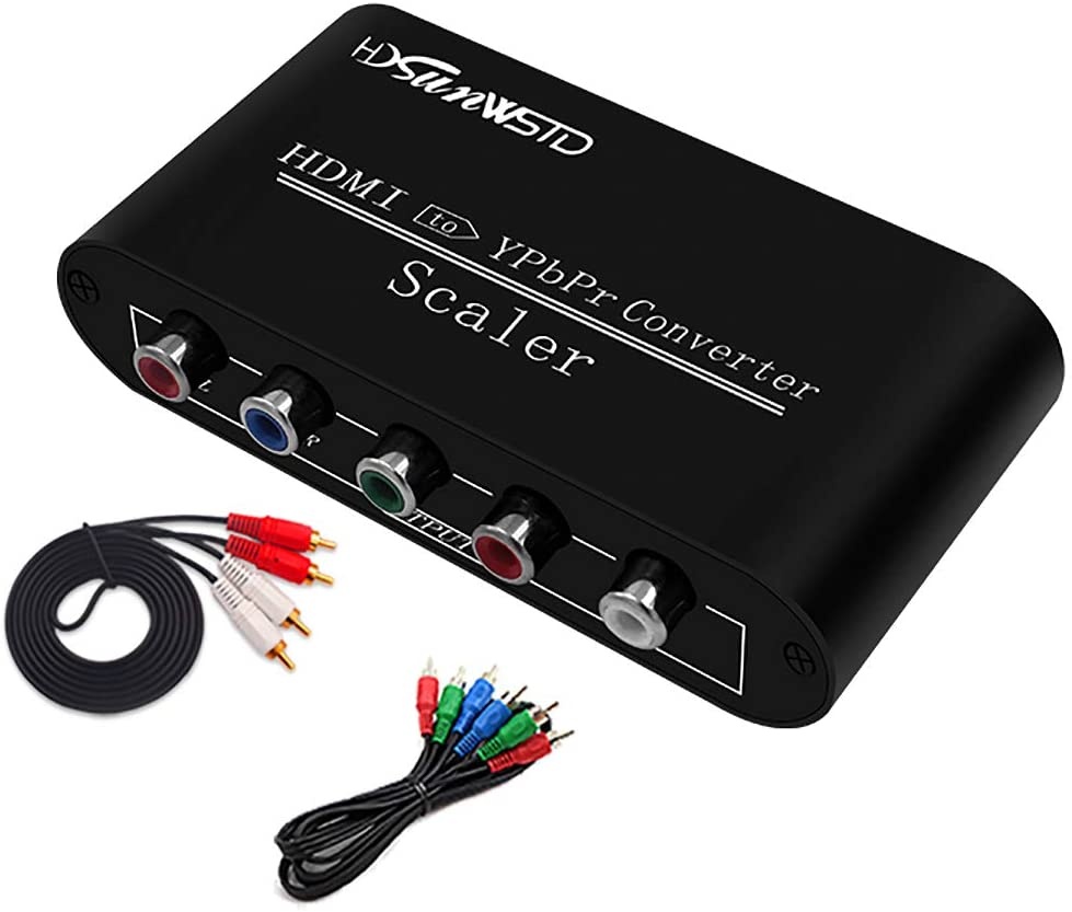 HDMI to 1080P Component Video (YPbPr/RGB/ 5RCA) Scaler Converter Adapter + R / L Support PS3, PS4, Blu-ray Player, DVD, Xbox, Notebook