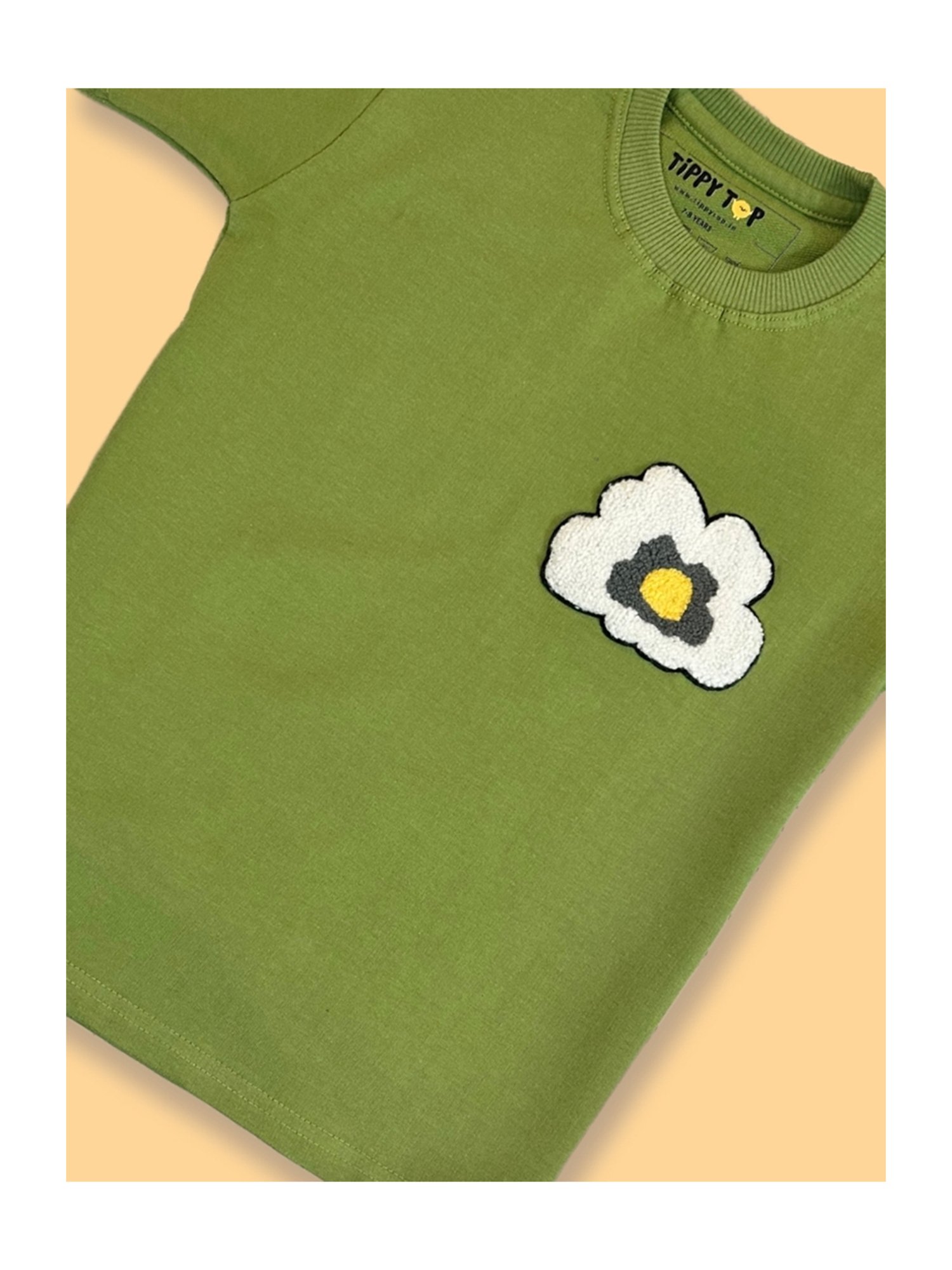 Tippy Top Kids Green Self Design T-Shirt