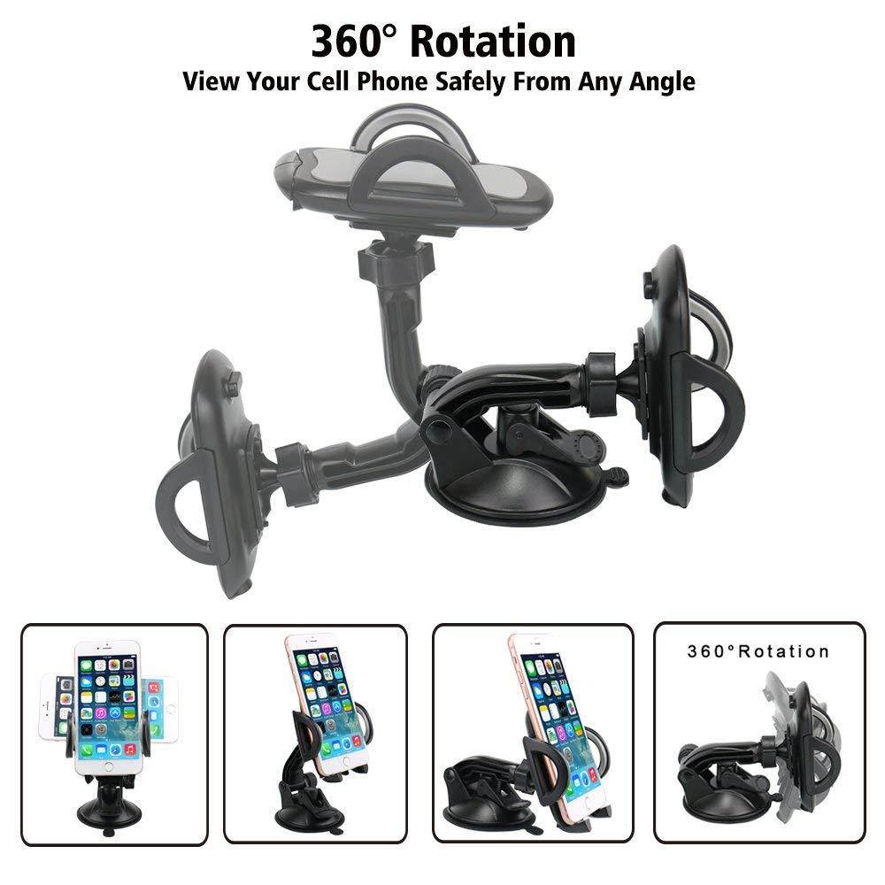 Car Phone Mount,OHLPRO Cell Phone Holder for Car Dash Windshield Dashboard Universal 360&deg;Adjustable Rotating for iPhone Samsung Sony Google All 4"- 6.4" Smartphones GPS Mobile (Silver)
