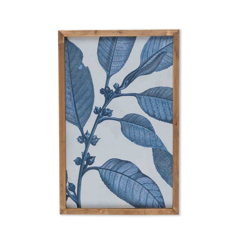 Lone Elm Studios Assorted Style, Ink Blue Leaf Prink with Barn Wood Frame (Set of 4)