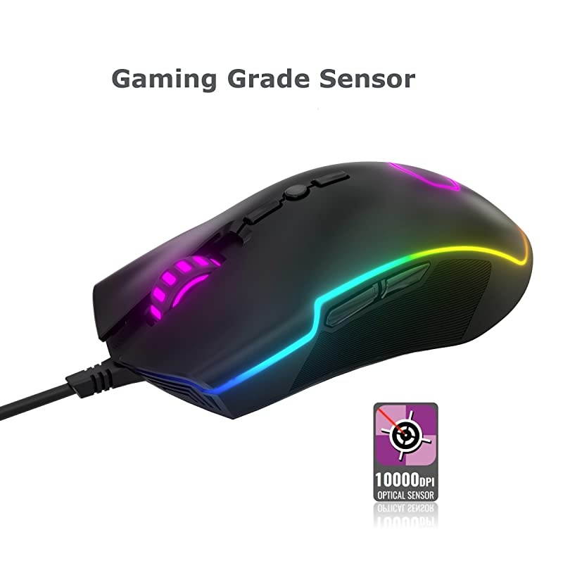 CM310 Gaming Mouse with Ambidextrous Grips 10000 DPI Optical Sensor and RGB Illumination