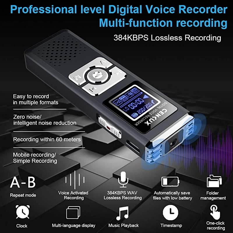 Digital Voice Recorder, 8G Double Microphone Noise Reduction Audio Voice Activated Recorder,Portable Sound Recorder MP3 Player for Lectures/Meetings/Interviews/Learning