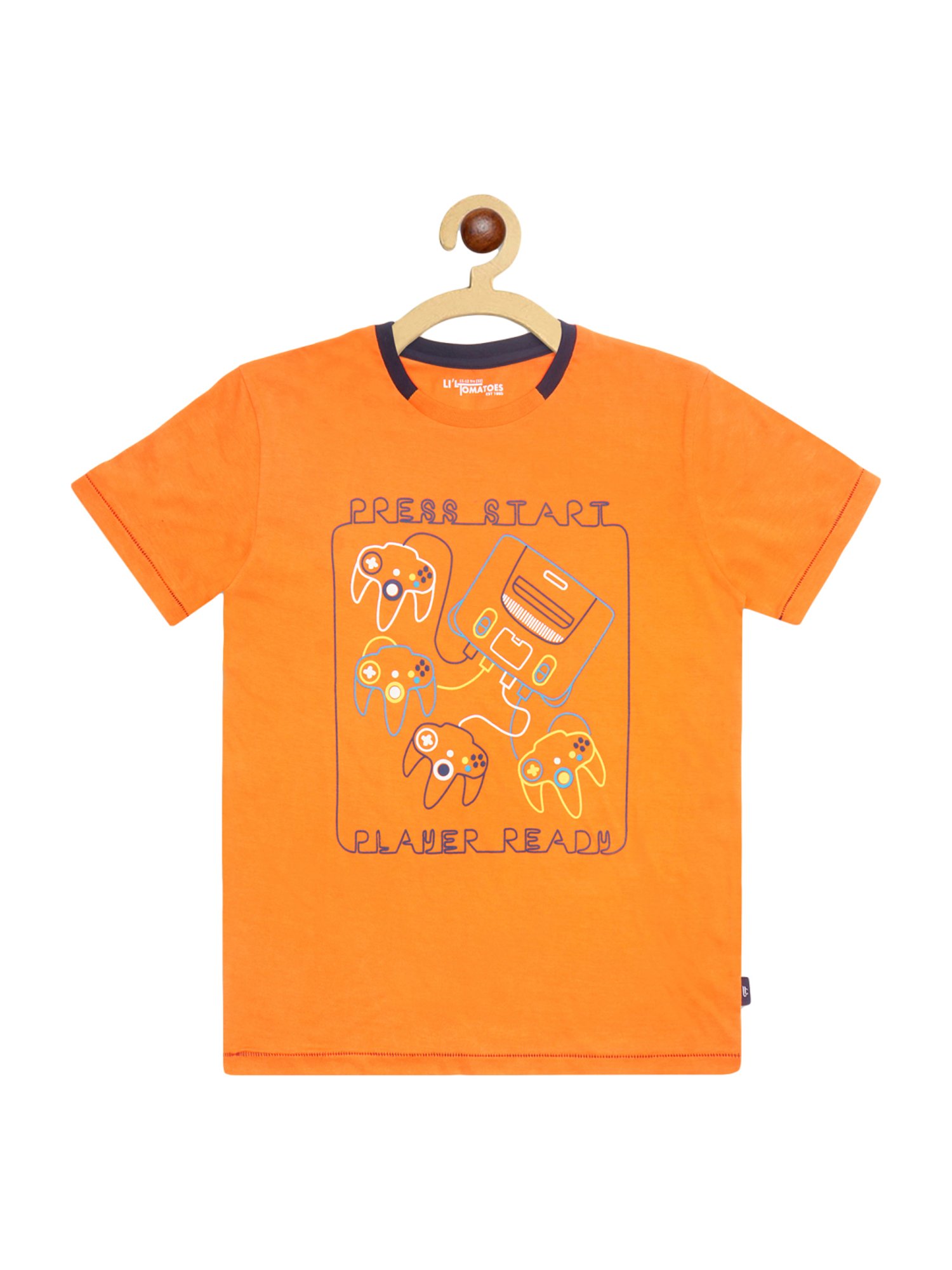 Li'l Tomatoes Kids Orange Cotton Printed T-Shirt