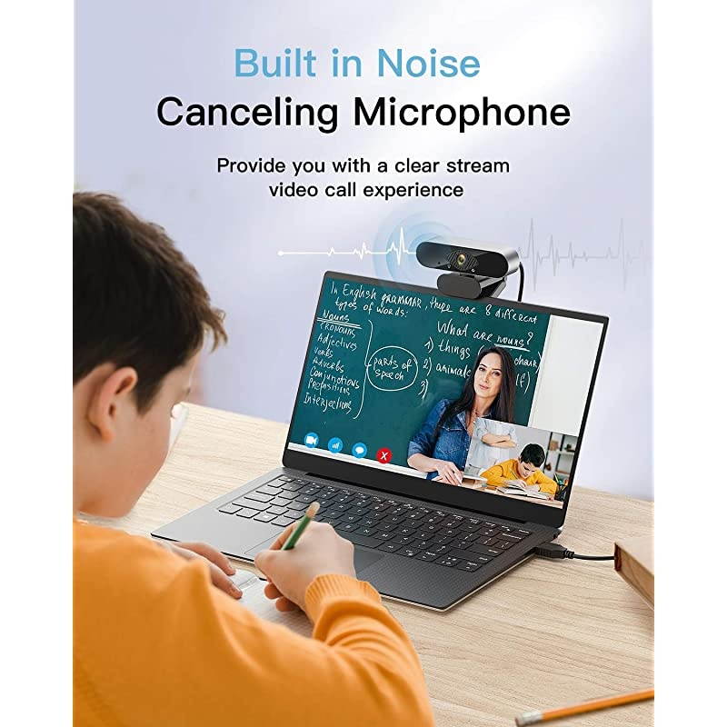 Webcam with MicrophoneHD USB Streaming Webcam for Desktop PC Computer Web Camera with 120Degree Wide View AnglePlug and Play Desktop Webcam for Video Calling Recording ConferencingGaming
