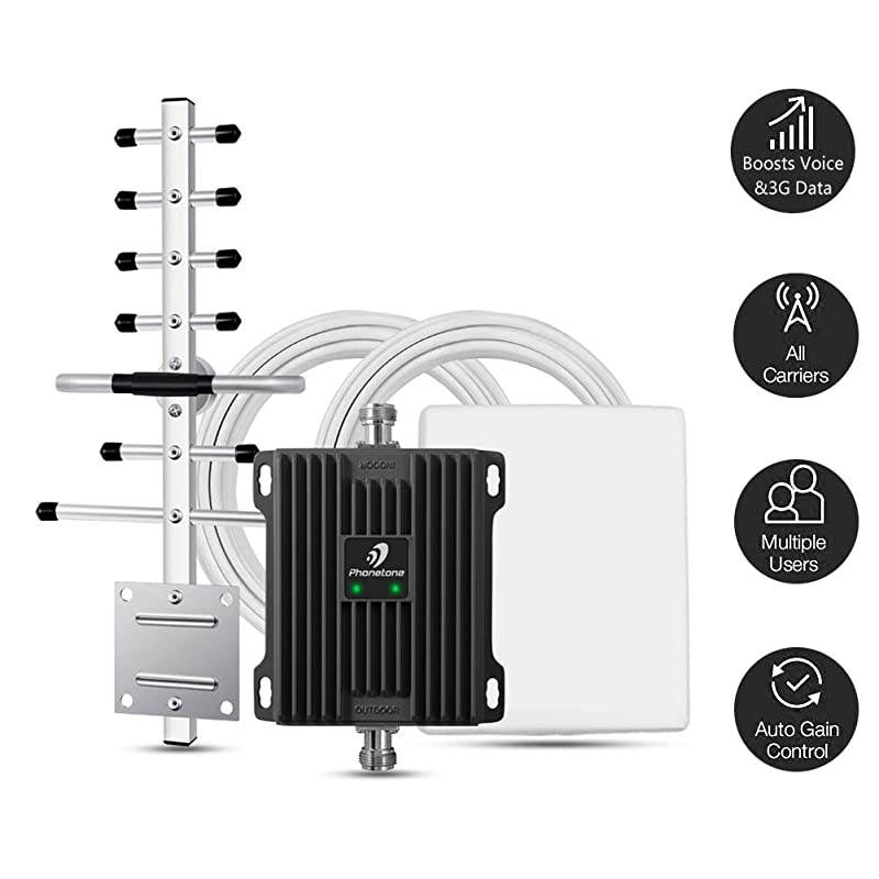 Phone Signal Booster for Home and Office Use - Band 2/5 ular Repeater Kit Boosts Verizon, AT&T, T-Mobile GSM 3G Voice, Call and Text Up to 4,500 Sq Ft. Support Multi Devices. (850/1900MHz)
