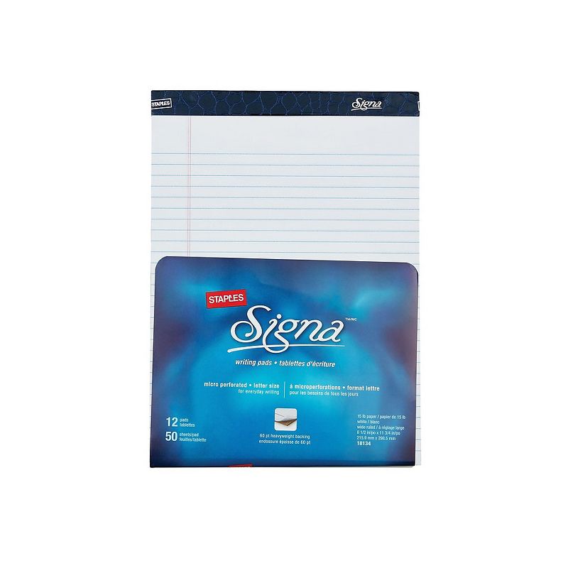 Staples Signa Notepads 8.25" x 11.75" Wide We 50 Sh/Pad 12 Pads/PK 809866