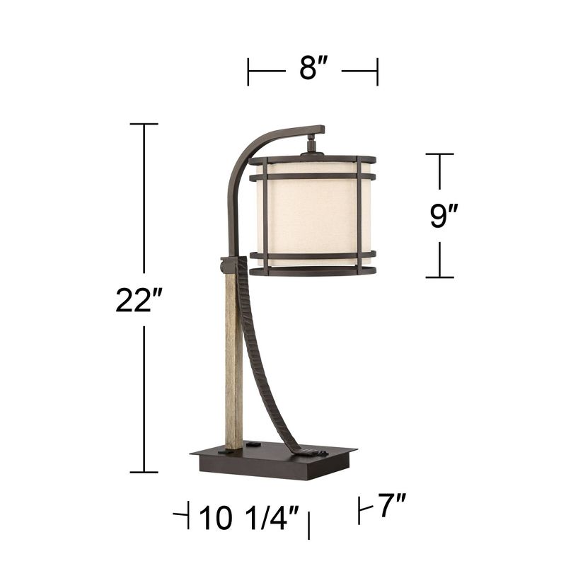 23" Iron/Seeded Glass Axel Farmhouse Industrial Task Lamp (Includes LED Light Bulb) Black - JONATHAN Y