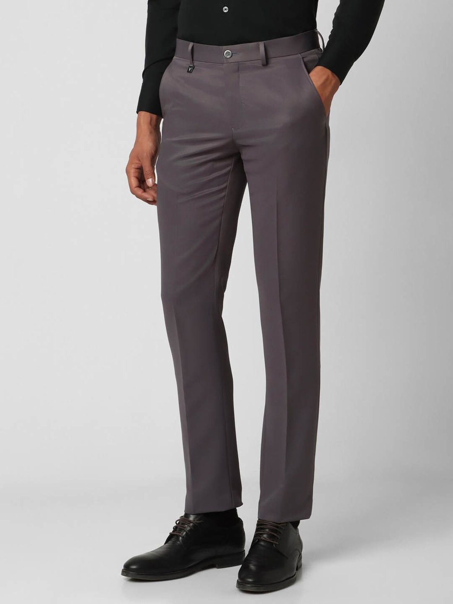 V Dot Cool Grey Skinny Fit Trousers