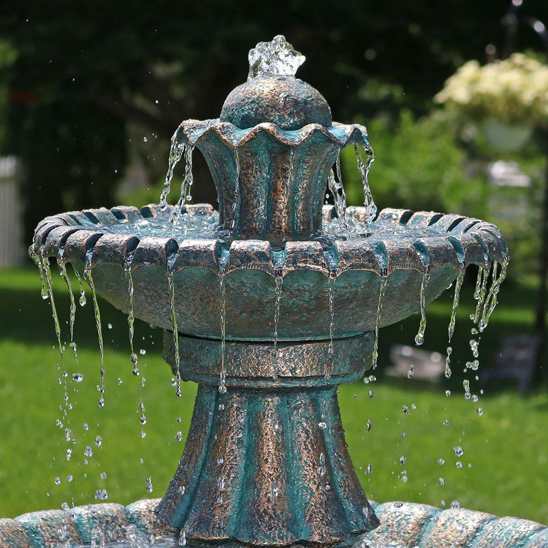 Sunnydaze 41"H Electric Polyresin and Fiberglass 2-Tier Nouveau Outdoor Water Fountain