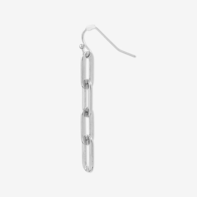 Sanctuary Project Flat Chain Drop Earrings Silver