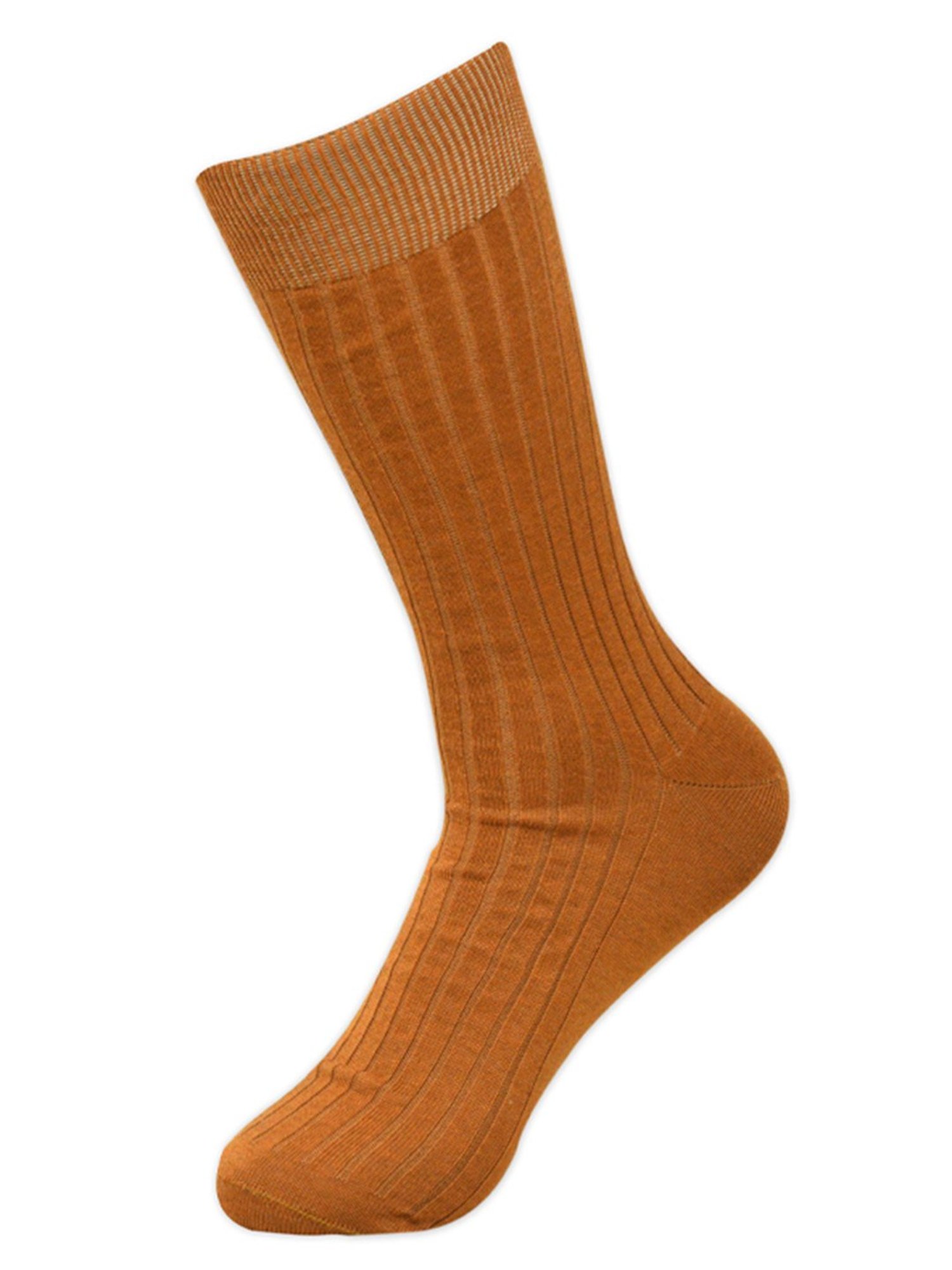 BALENZIA Classic Brown Crew Length Rib Socks