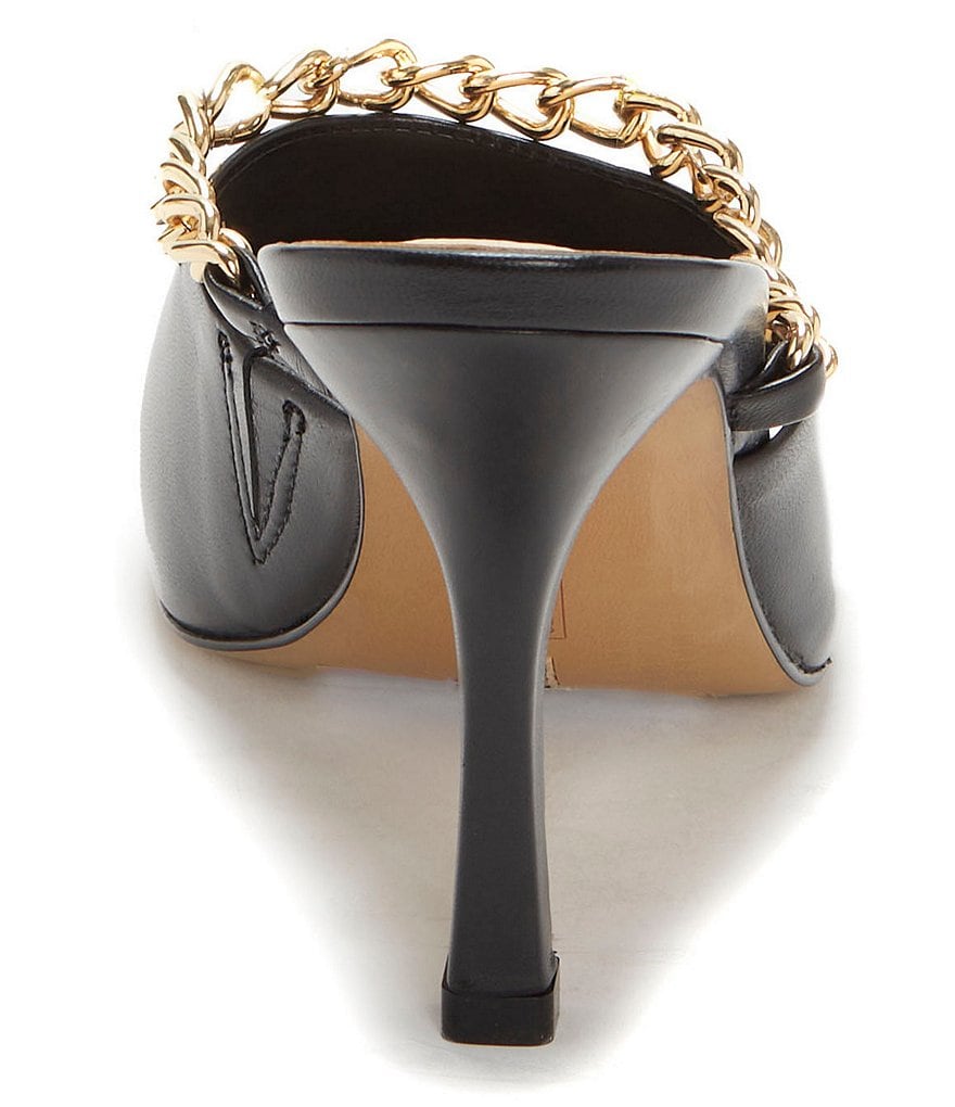 Vince Camuto Baminie Leather Square Toe Chain Detail Mules