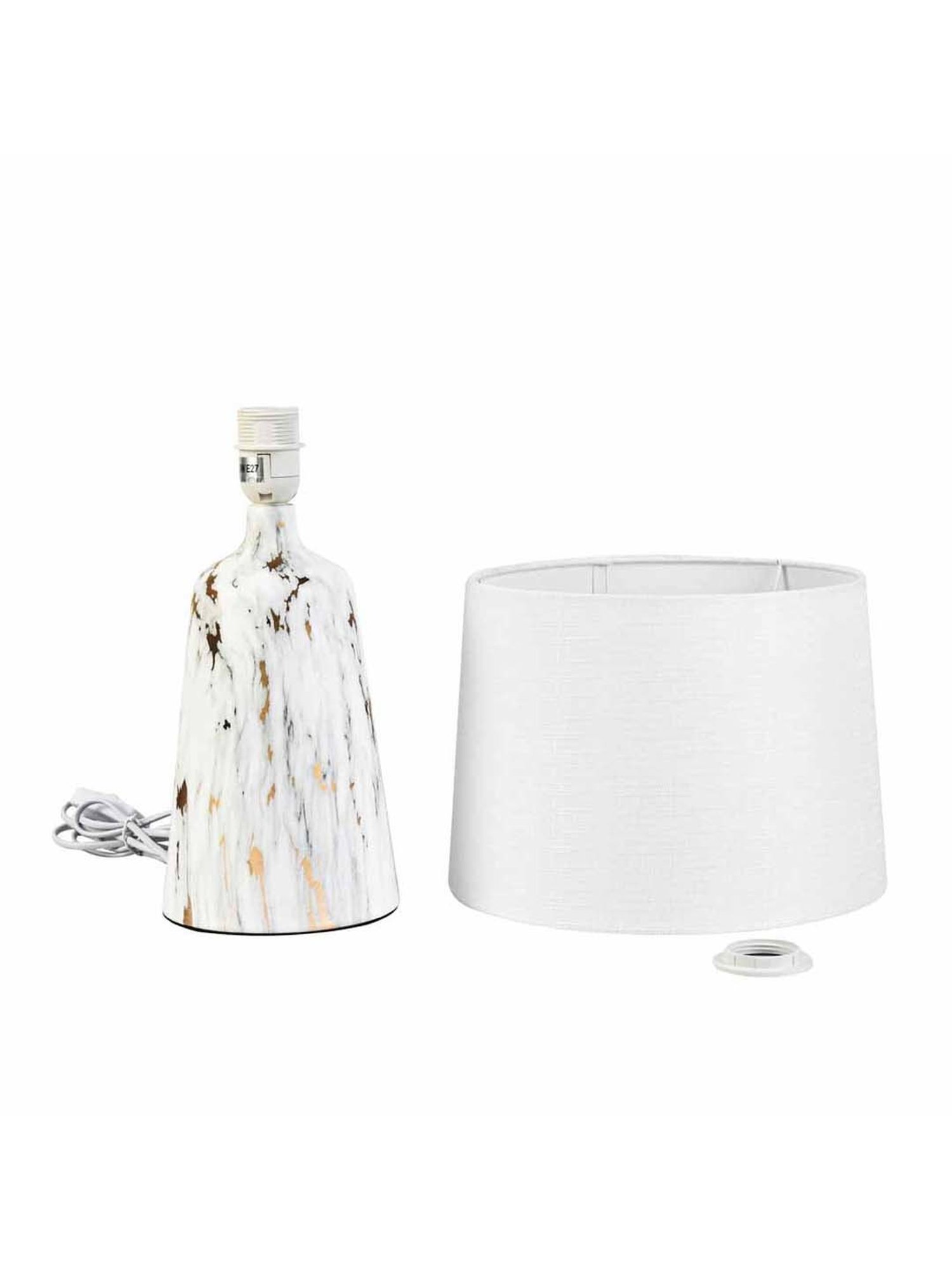 @home Nilkamal White Metal Marbela Trapeze Table Lamp