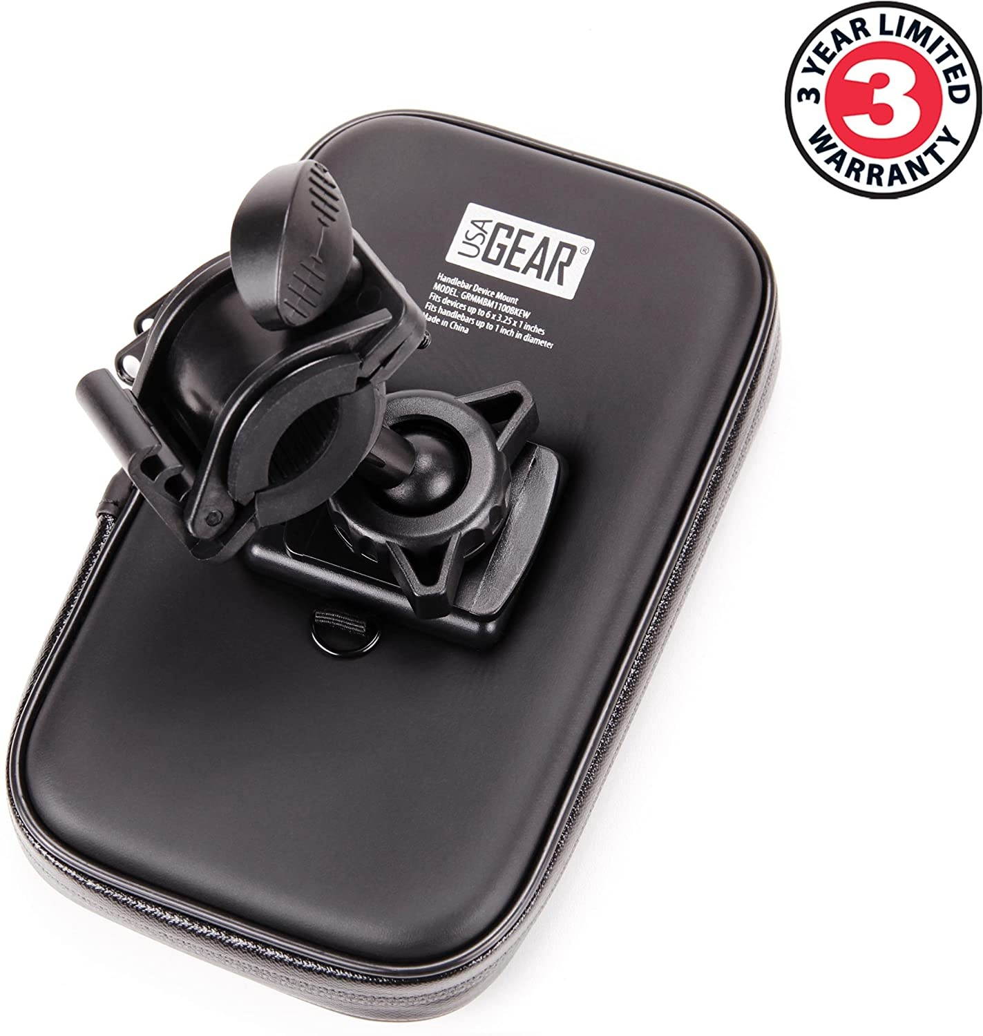 USA Gear Motorcycle GPS Bike Phone Mount with Handlebar Waterproof Touch Case with 360 Degree Viewing - Compatible with Garmin , Zumo , Magellan , Tomtom , Trail Tech and GPS Units up to 6.75 Inch