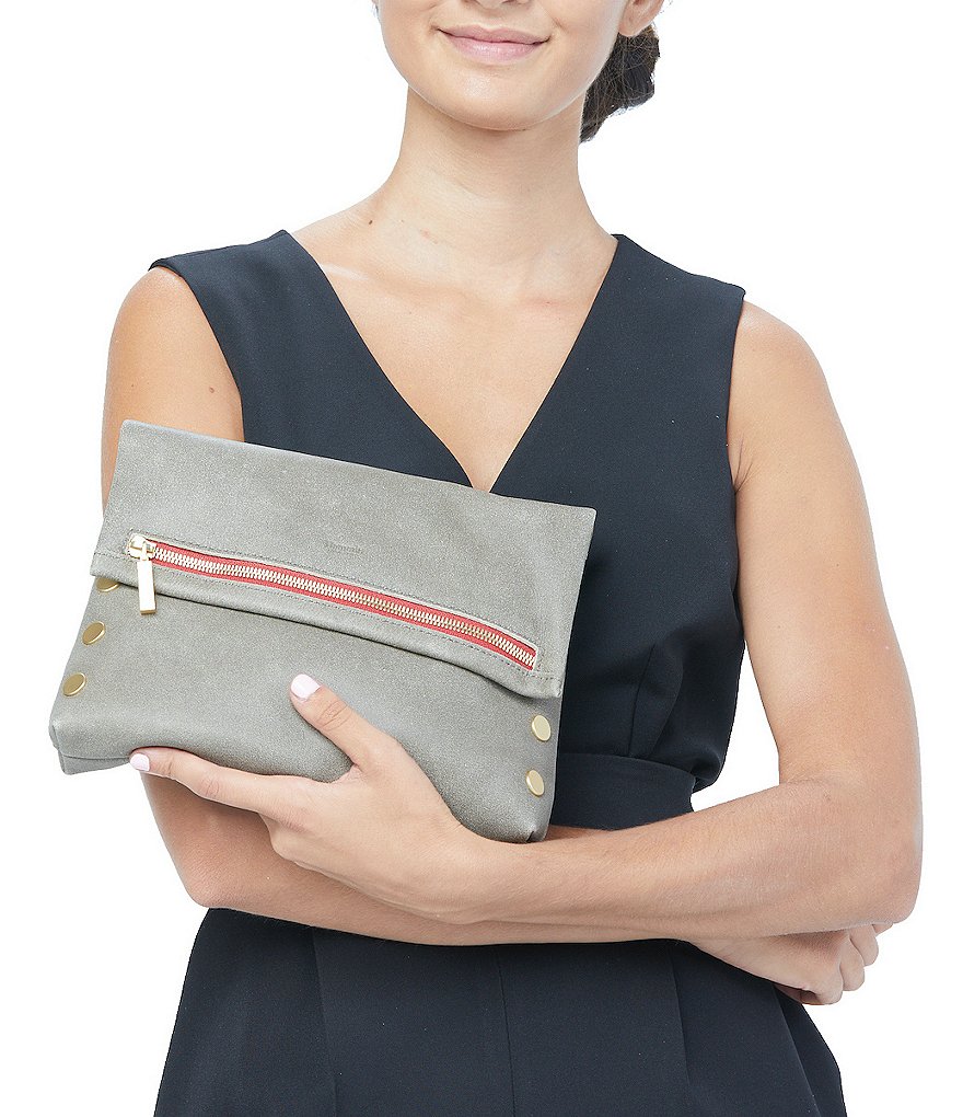 Hammitt VIP Studded Leather Fold-Over Zip Flap Medium Crossbody Bag