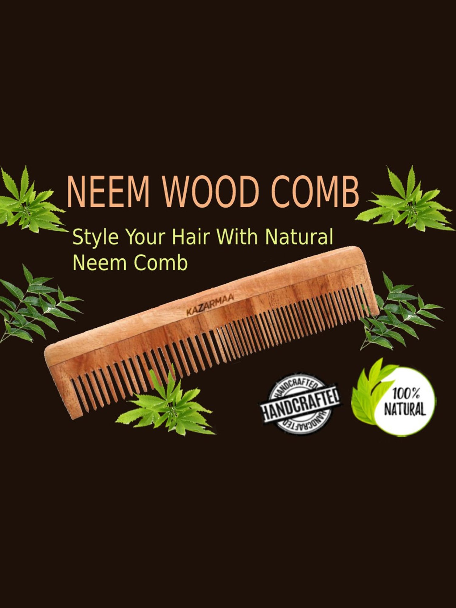 Kazarmaa 100% Natural Neem Wood Comb