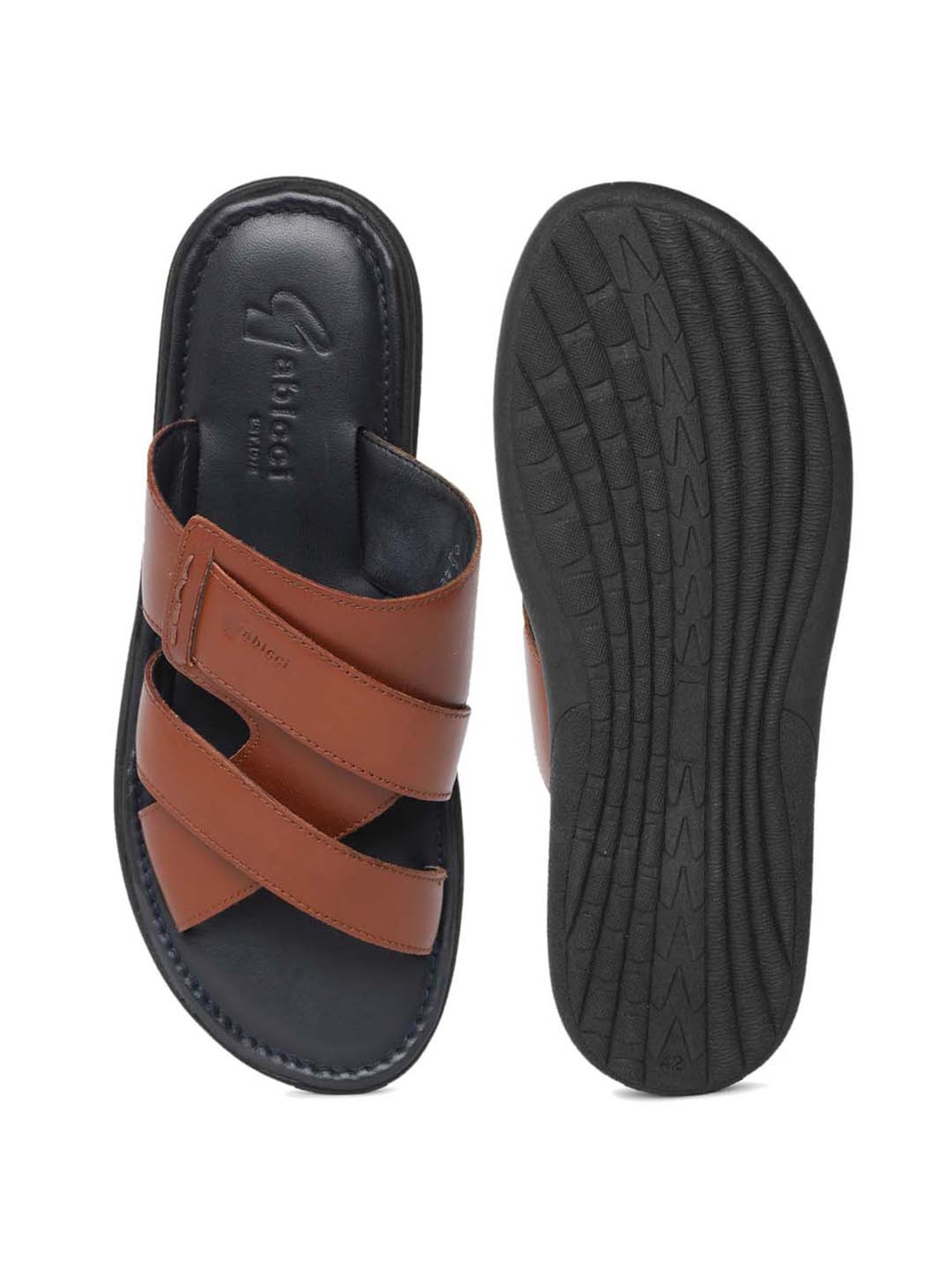 Gabicci Men's Rich Tan Cross Strap Sandals