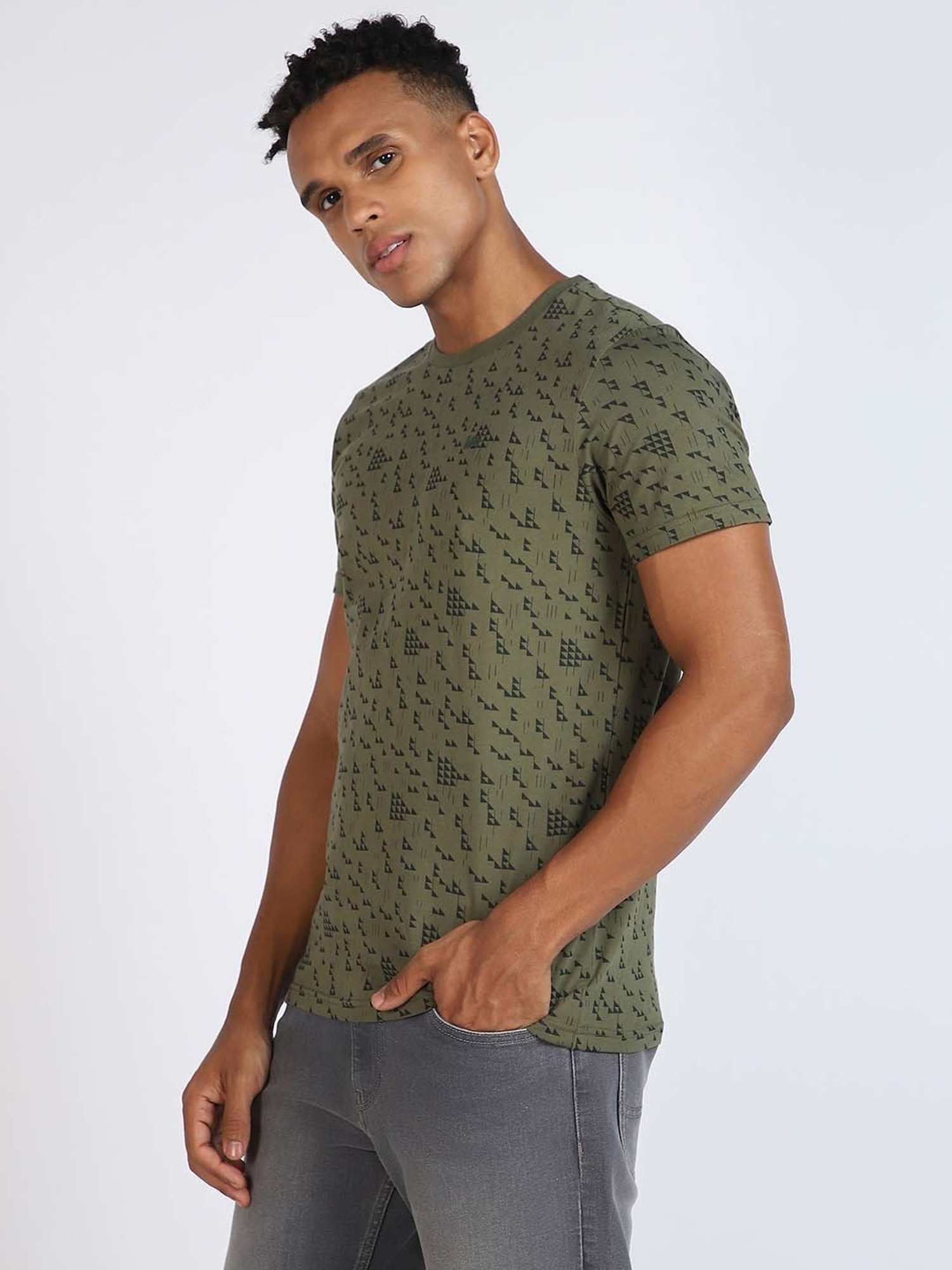 Lee Green Slim Fit Printed Crew T-Shirt