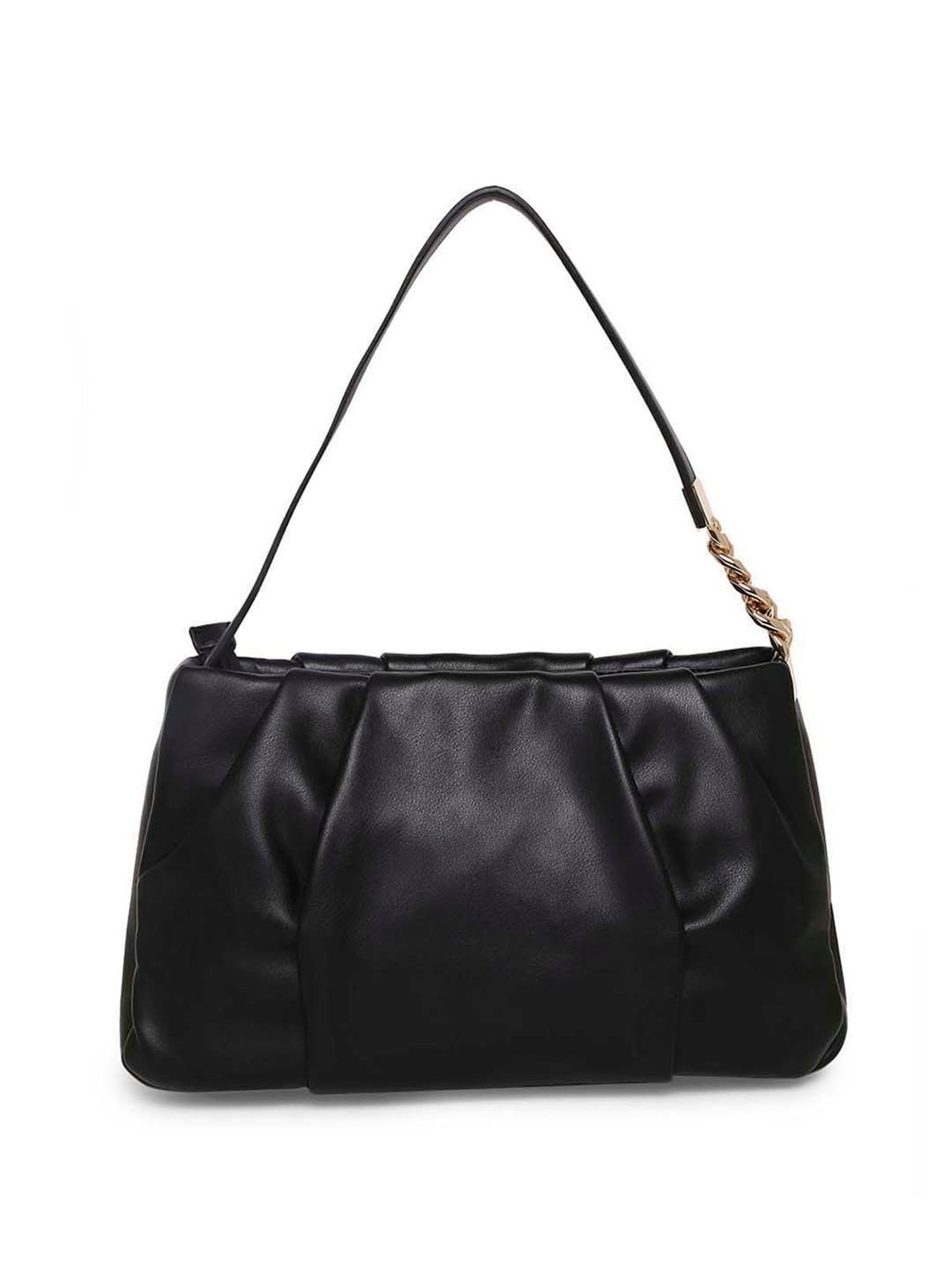 Marina Galanti Black Textured Medium Baguette Bag