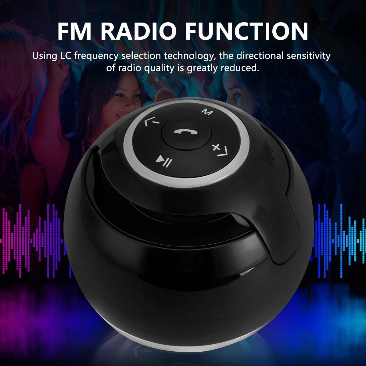 Wireless LED Mini Bluetooth Speaker Portable Super Bass Stereo USB/TF/FM Radio Black
