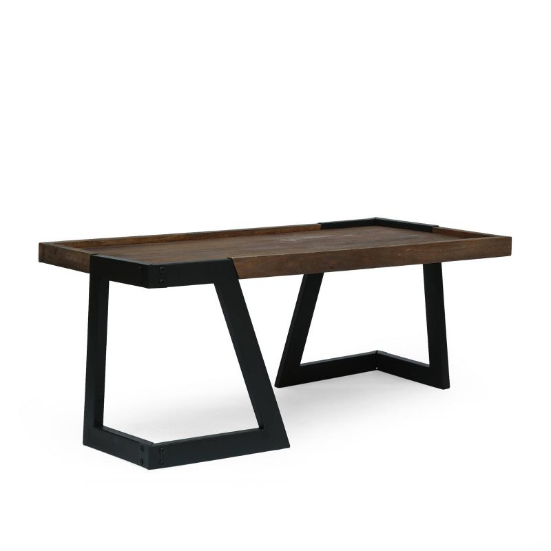 Vandalia Modern Industrial Handcrafted Mango Wood Coffee Table Dark Brown/Black - Christopher Knight Home