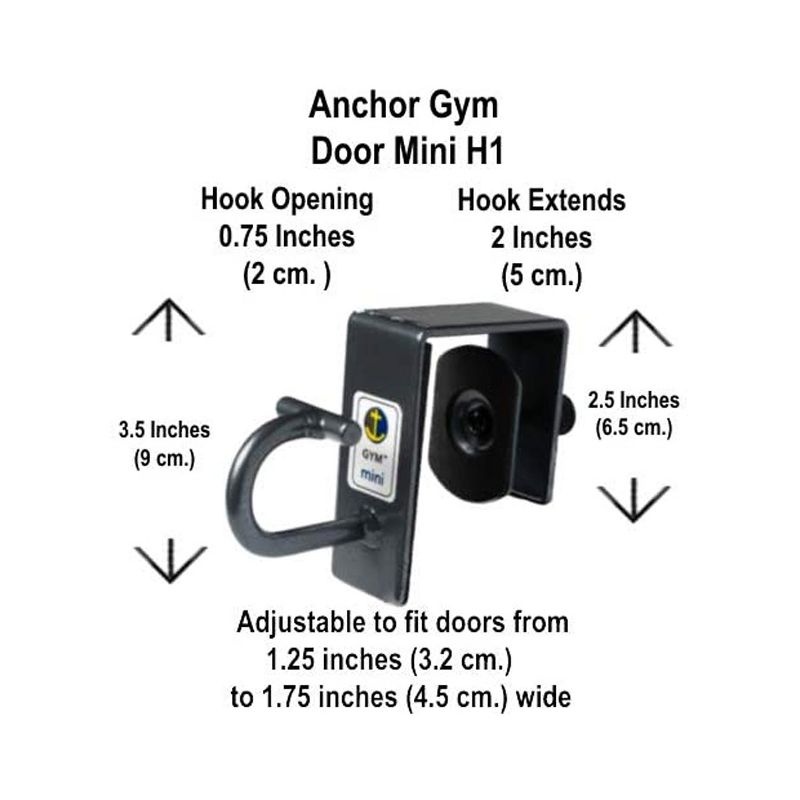 Anchor Gym Mini Steel Door Mount Bundle with Full Body Weight Training Adjustable Equipment Strap w/ Foam Grips for Home Gym Workouts, Blue