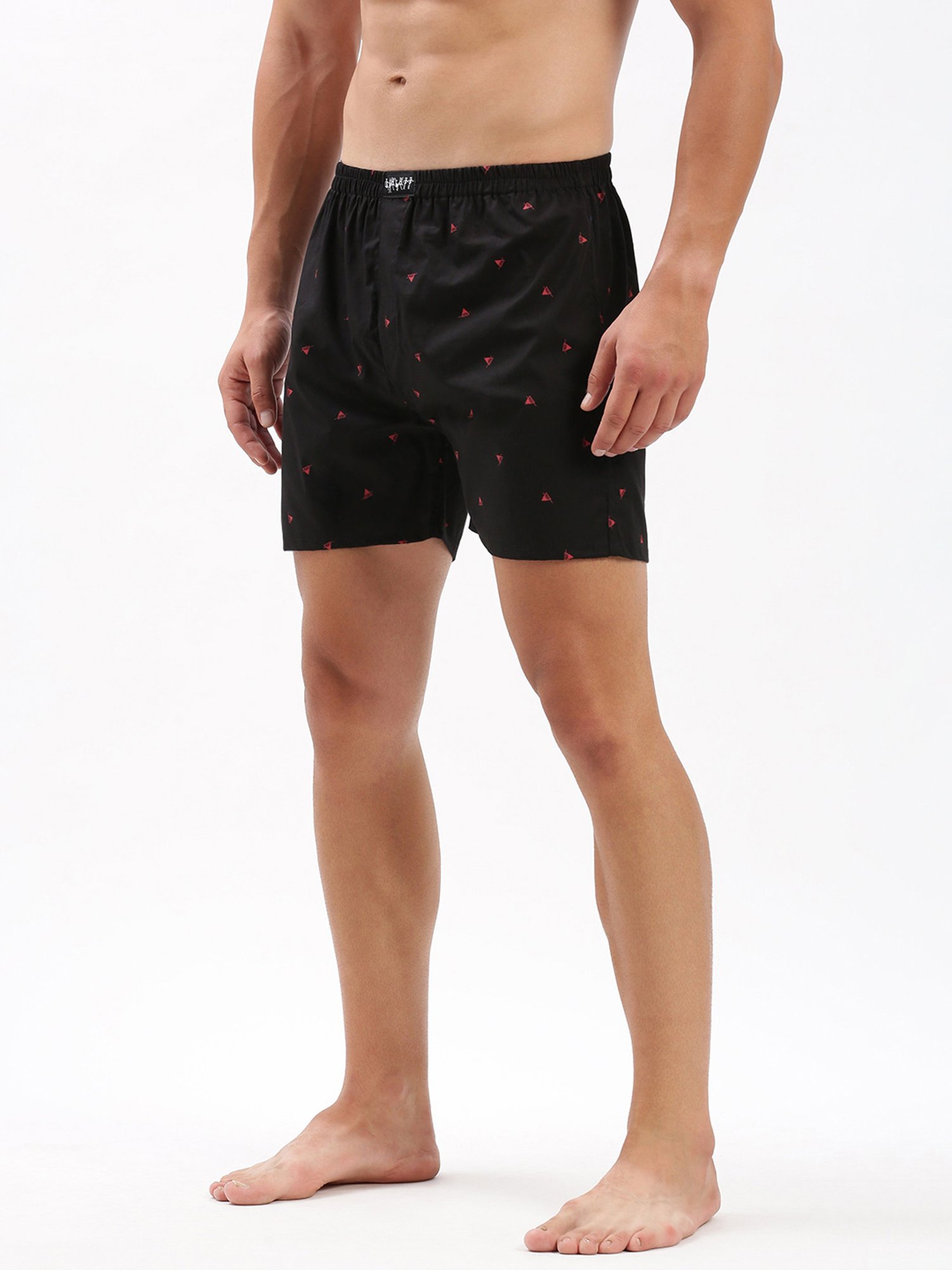 SHOWOFF Black Slim Fit Printed Cotton Boxers