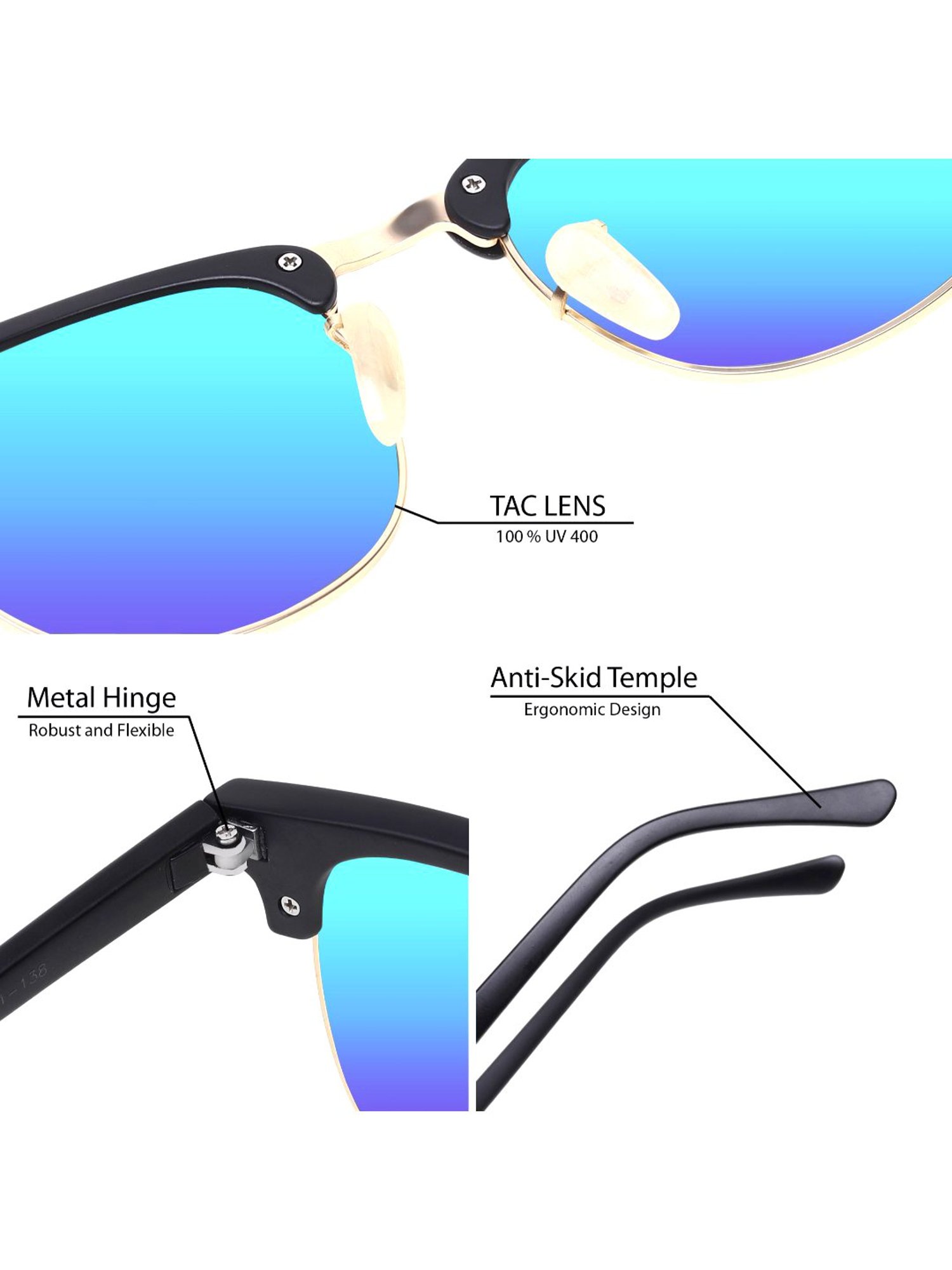 Resist Eyewear Blue Clubmaster Unisex Sunglasses