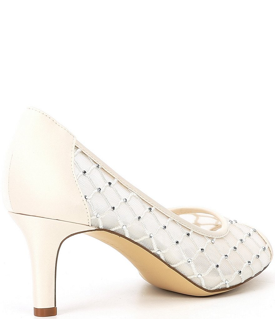 Alex Marie Bessika Rhinestone Detail Peep-Toe Mesh Pumps