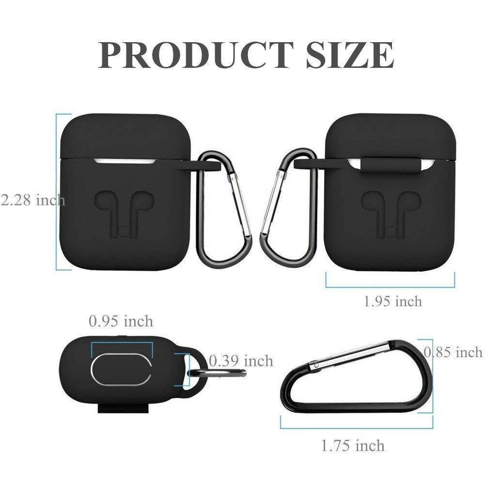 AirPods Case Cover,ZROSIN 9 in 1 Case Airpods Accessories Kits Protective Silicone Skin Compatible for Apple Earpods with Airpods Watch Band Holder/Ear Hook/Anti-Lost Stap/Clip /Keychain/Grip-Black