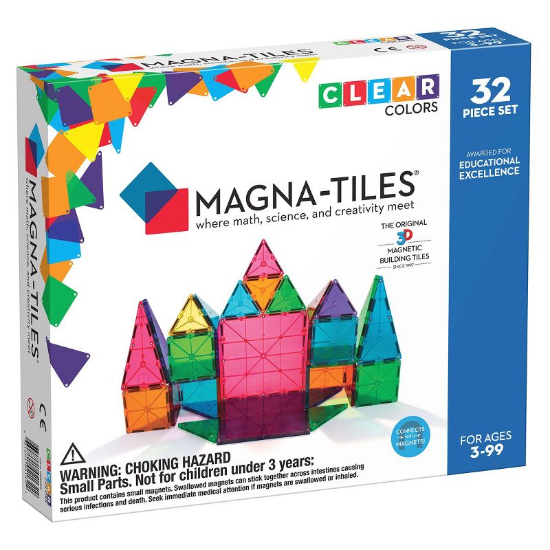 Magna-Tiles 32-Piece Clear Colors Set